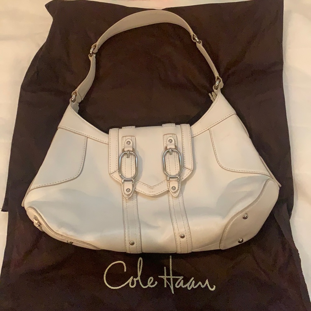 Cole Haan white leather trinity shoulder purse